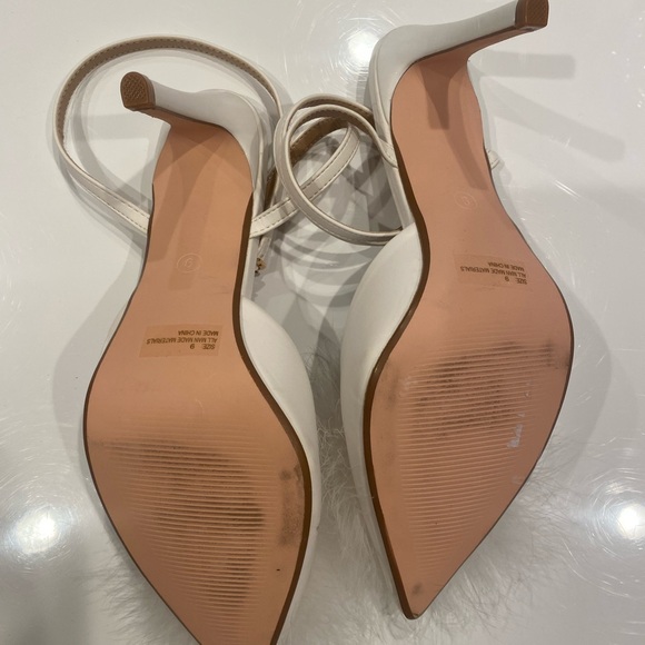 White feather trim ankle wrap heels - Picture 2 of 5